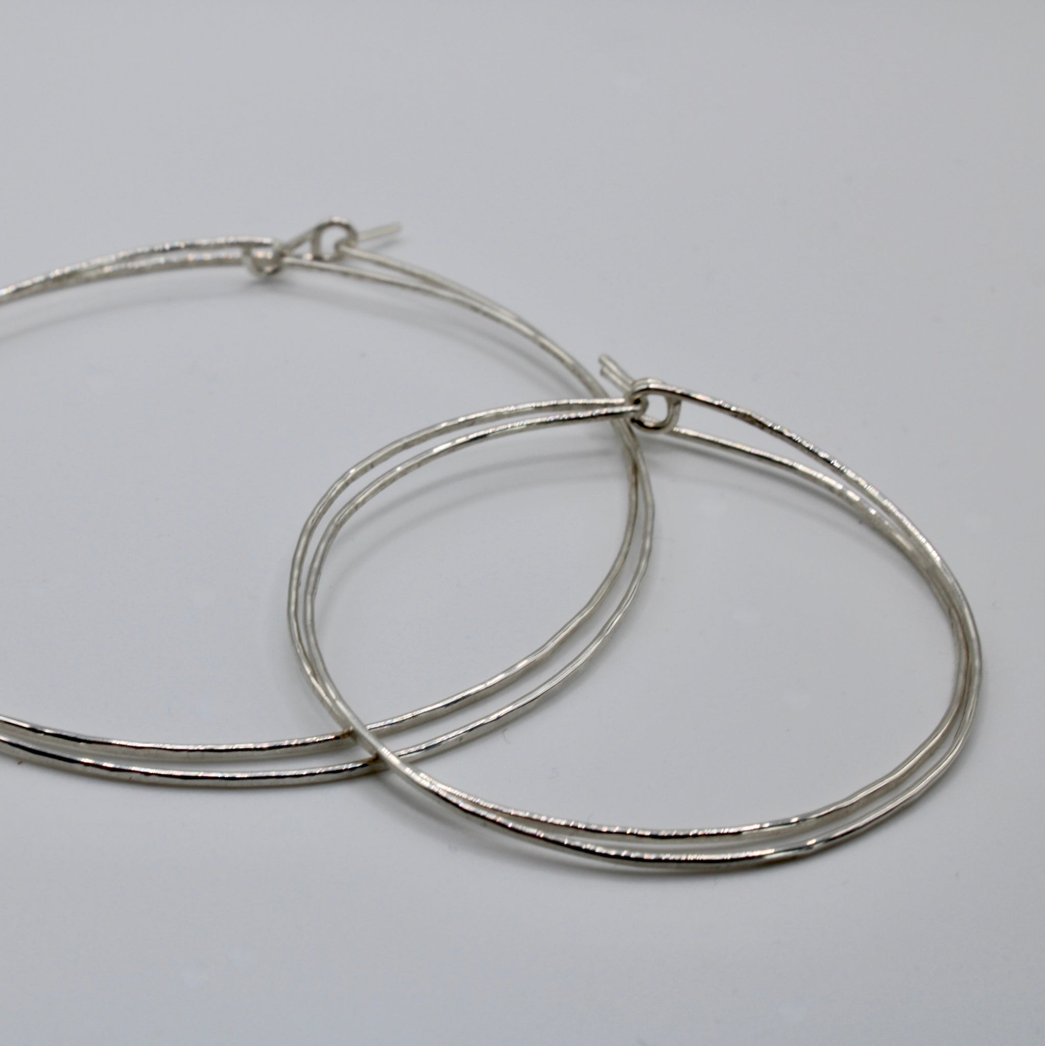 hammered hoop earrings sterling silver or brass