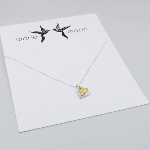 Brass and Silver Heart Necklace