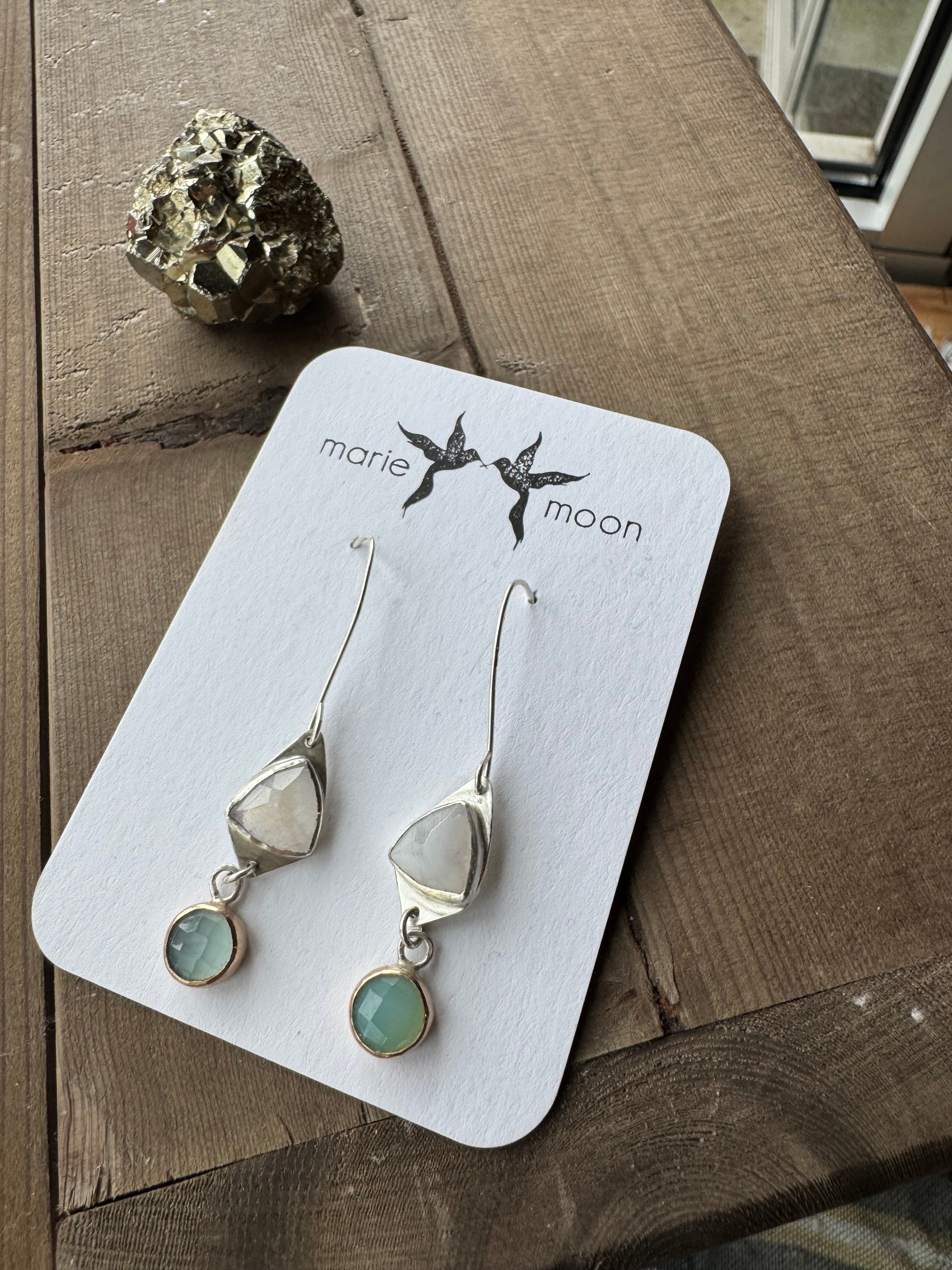 Moonstone and Chalcedony Earrings