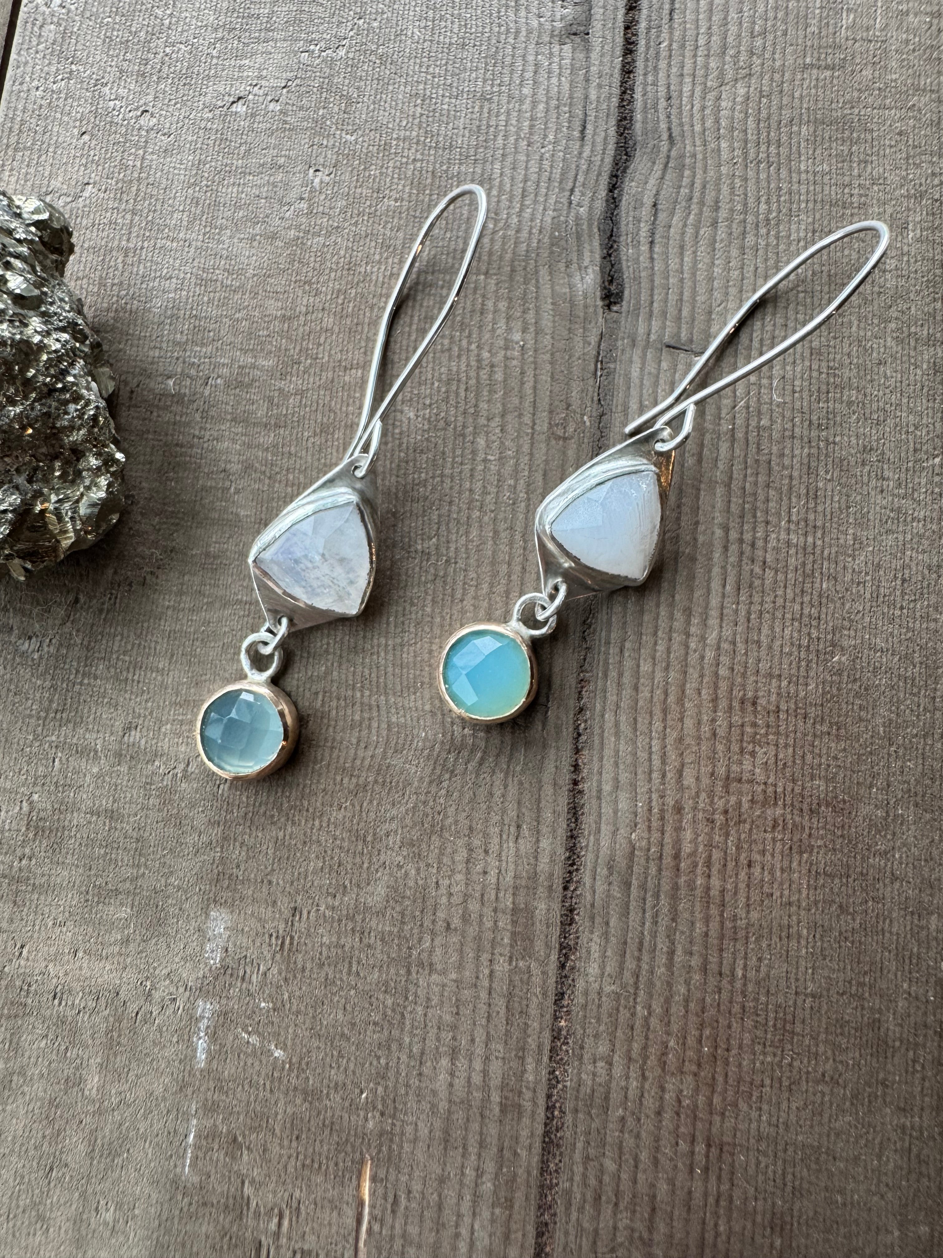 Moonstone and Chalcedony Earrings