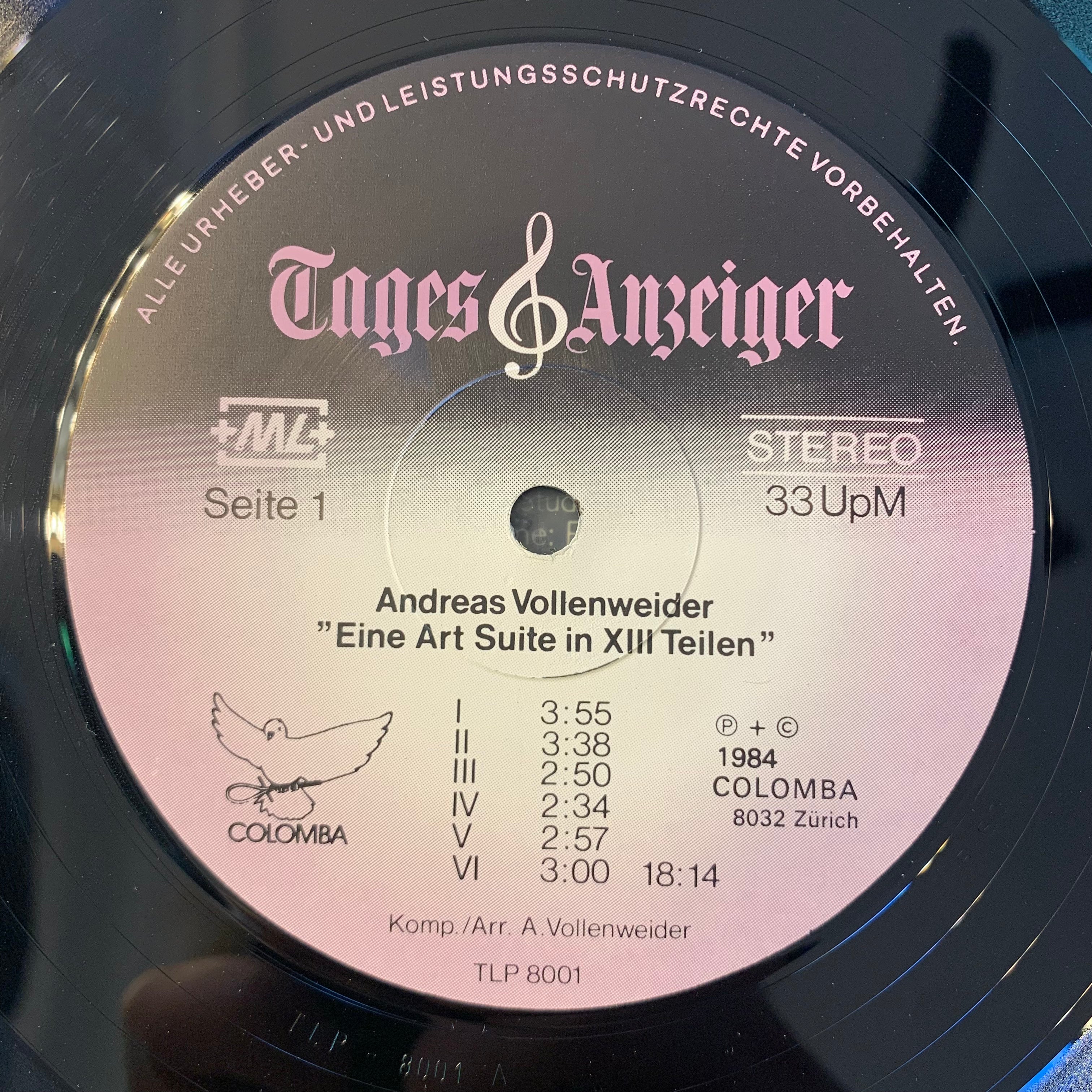 VOLLENWEIDER, ANDREAS - EINE ART SUITE IN XIII TAILEN