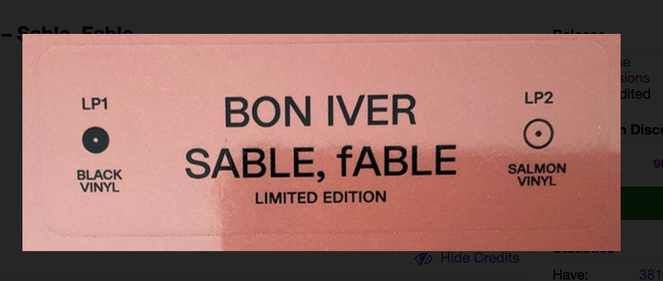 BON IVER - SABLE, FABLE (black / salmon)