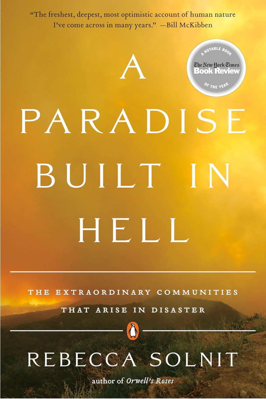 Book cover of 'A Paradise Built in Hell' with a scenic background