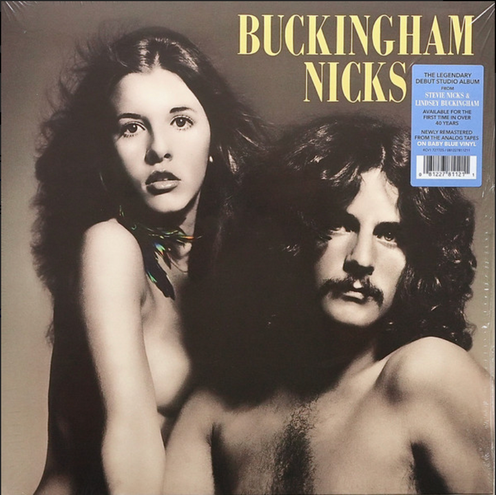 Album cover featuring a black and white photo of two people with 'Buckingham Nicks' text.