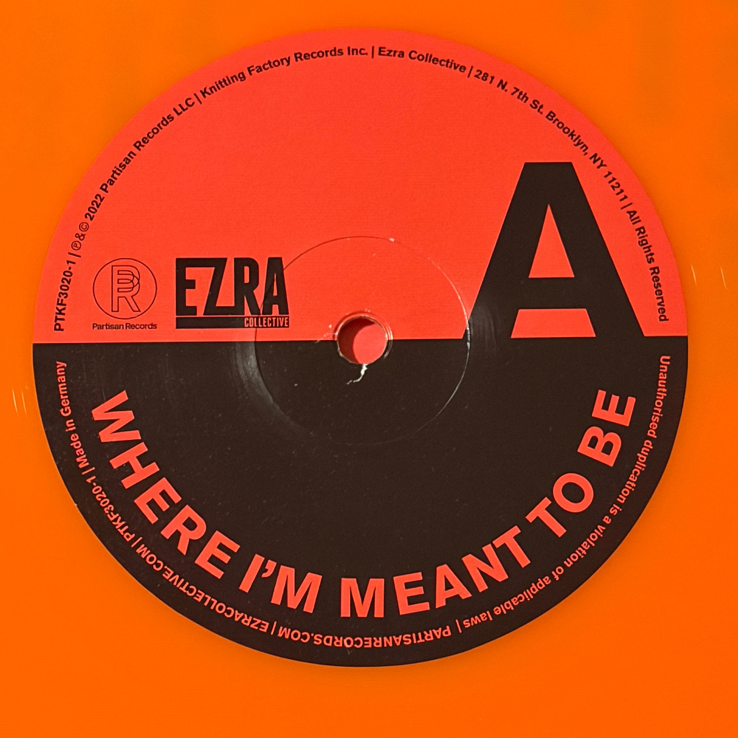 EZRA COLLECTIVE - WHERE I'M MEANT TO BE - ORANGE VINYL