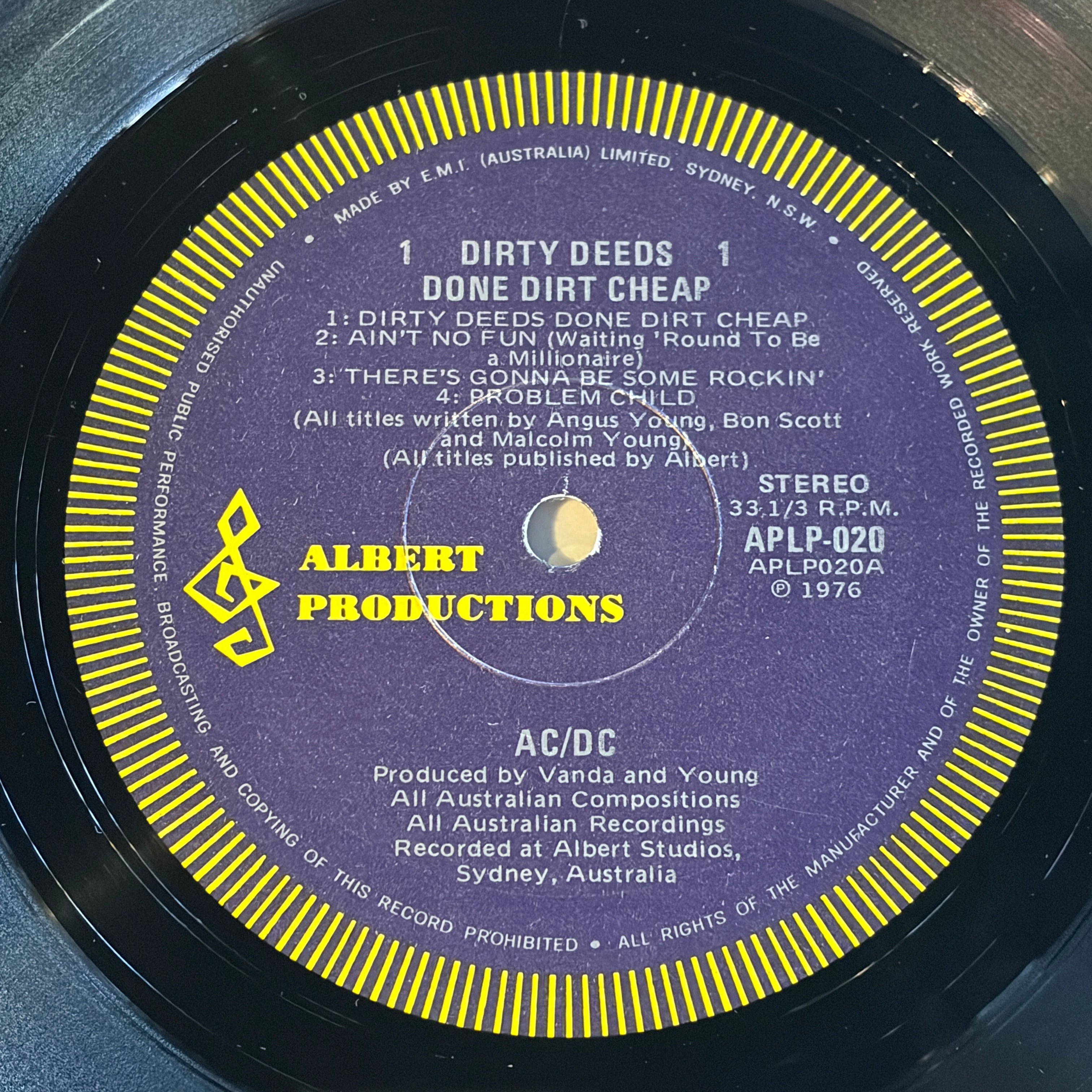 AC/DC - DIRTY DEEDS DONE DIRT CHEAP - 2nd print Australia