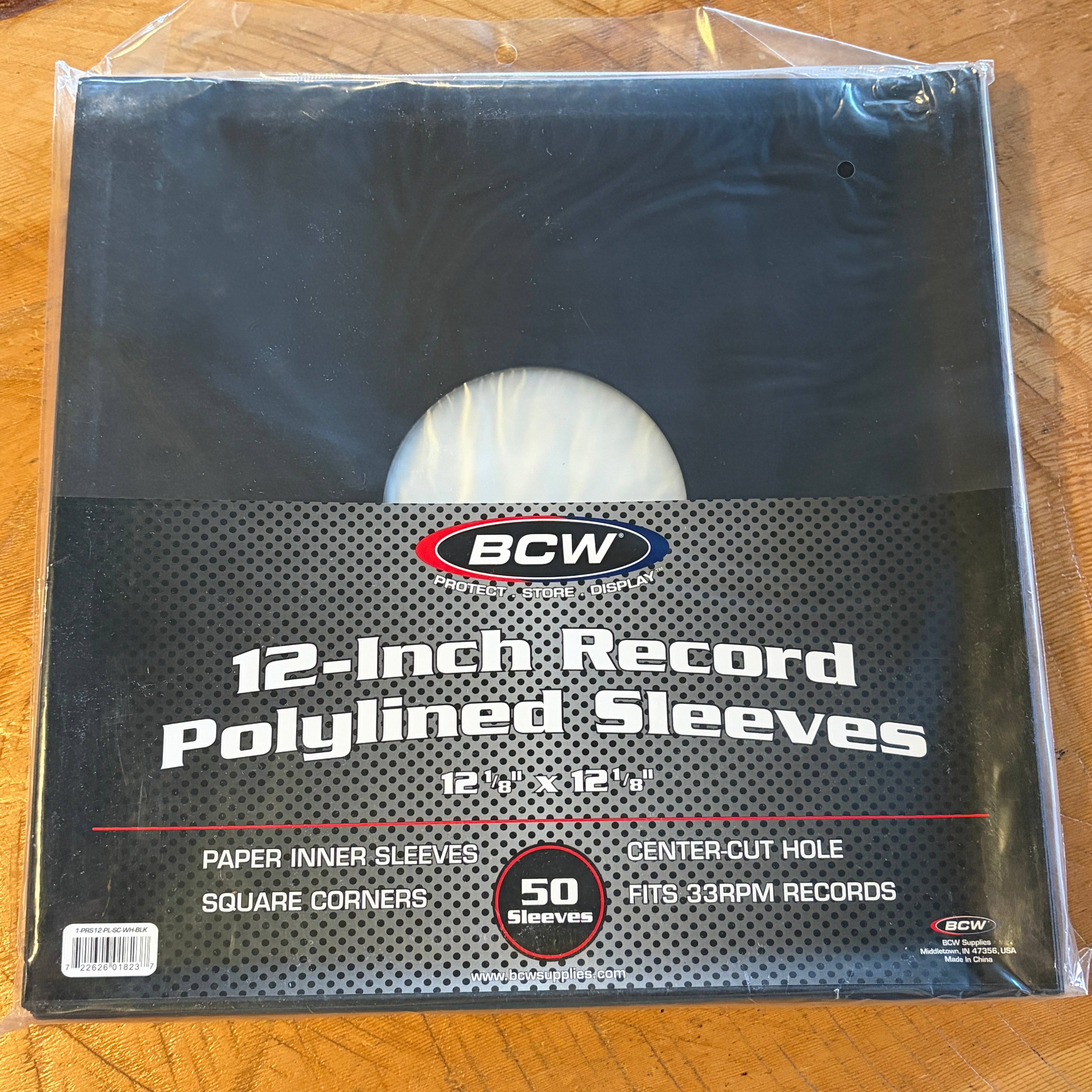 INNER SLEEVES - 12 INCH BLACK POLYLINED - 50 / PACK - SQUARE CORNERS