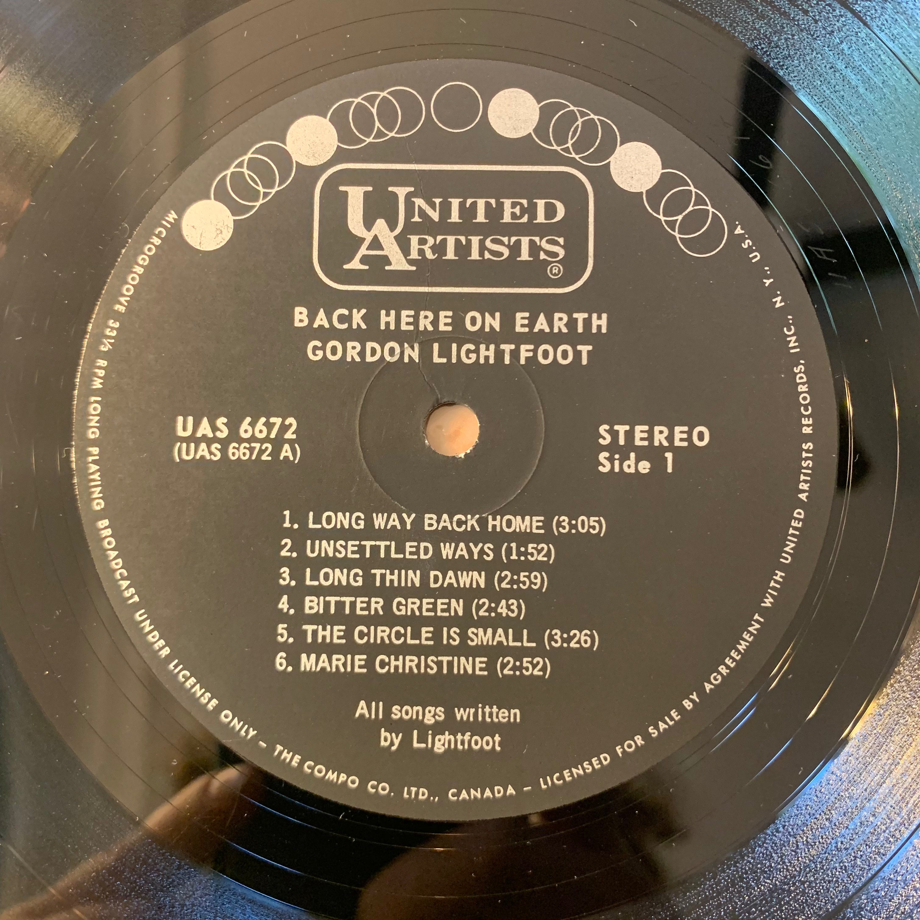 LIGHTFOOT, GORDON - BACK HERE ON EARTH