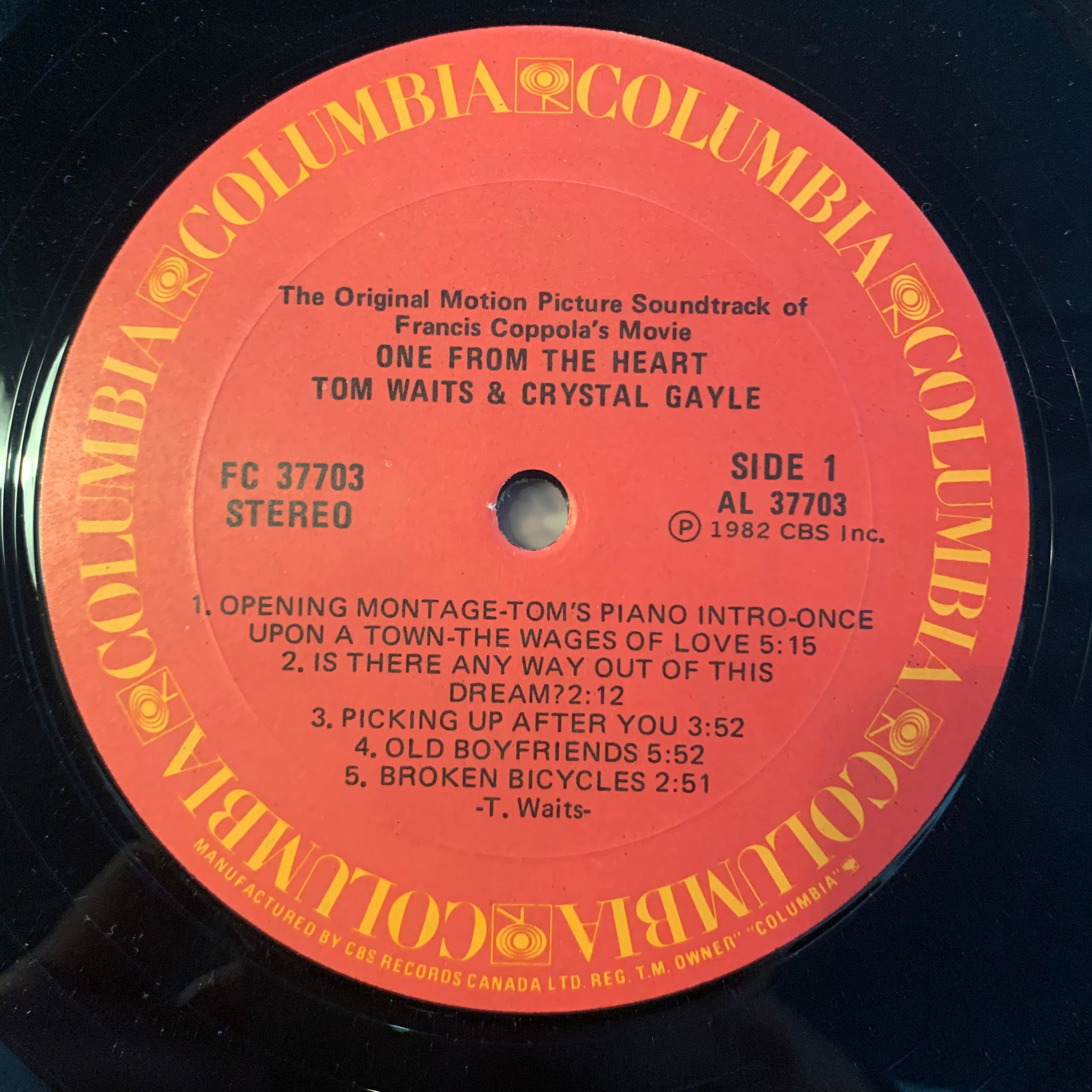WAITS, TOM - ONE FROM THE HEART; THE ORIGINAL MOTION PICTURE SOUNDTRACK