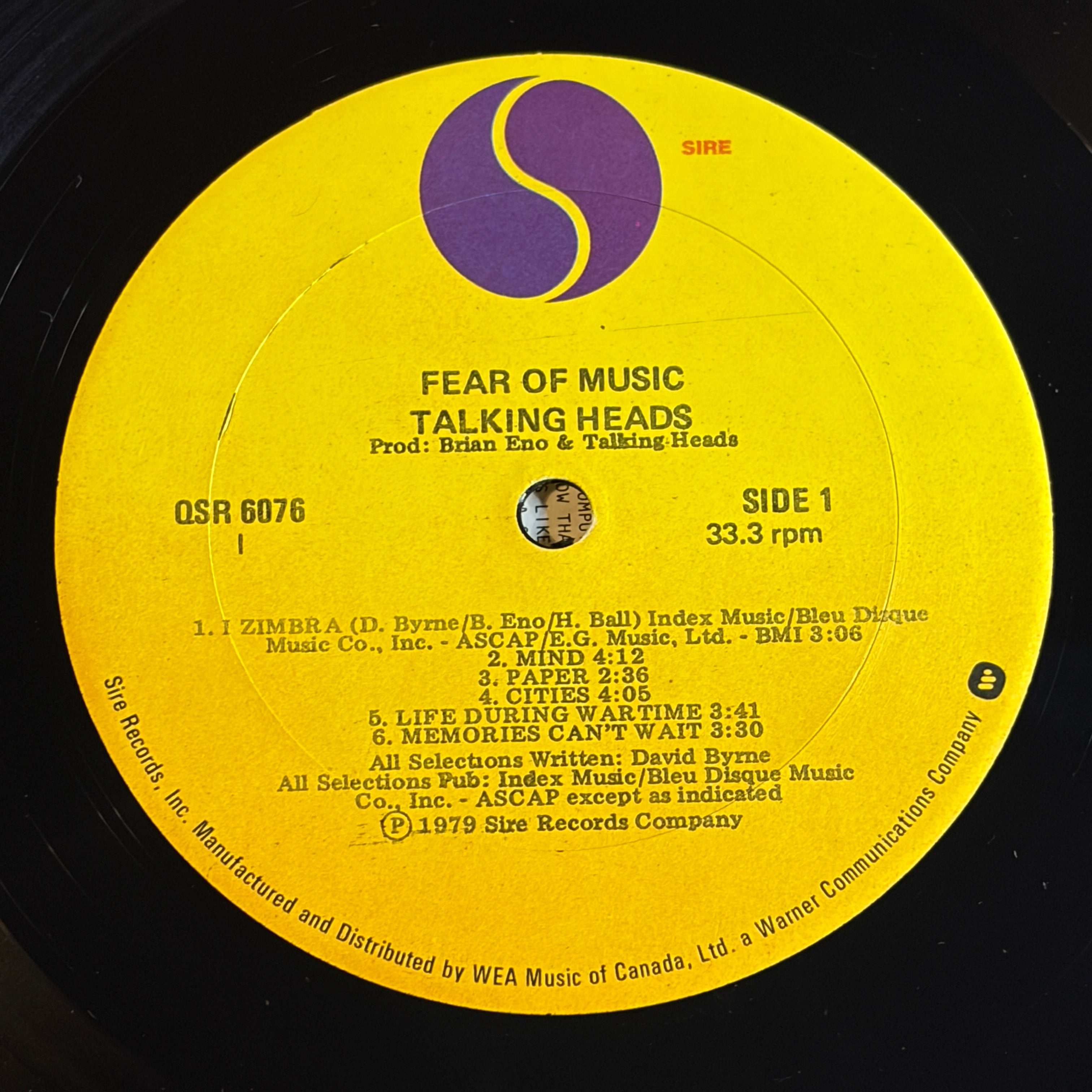 TALKING HEADS - FEAR OF MUSIC