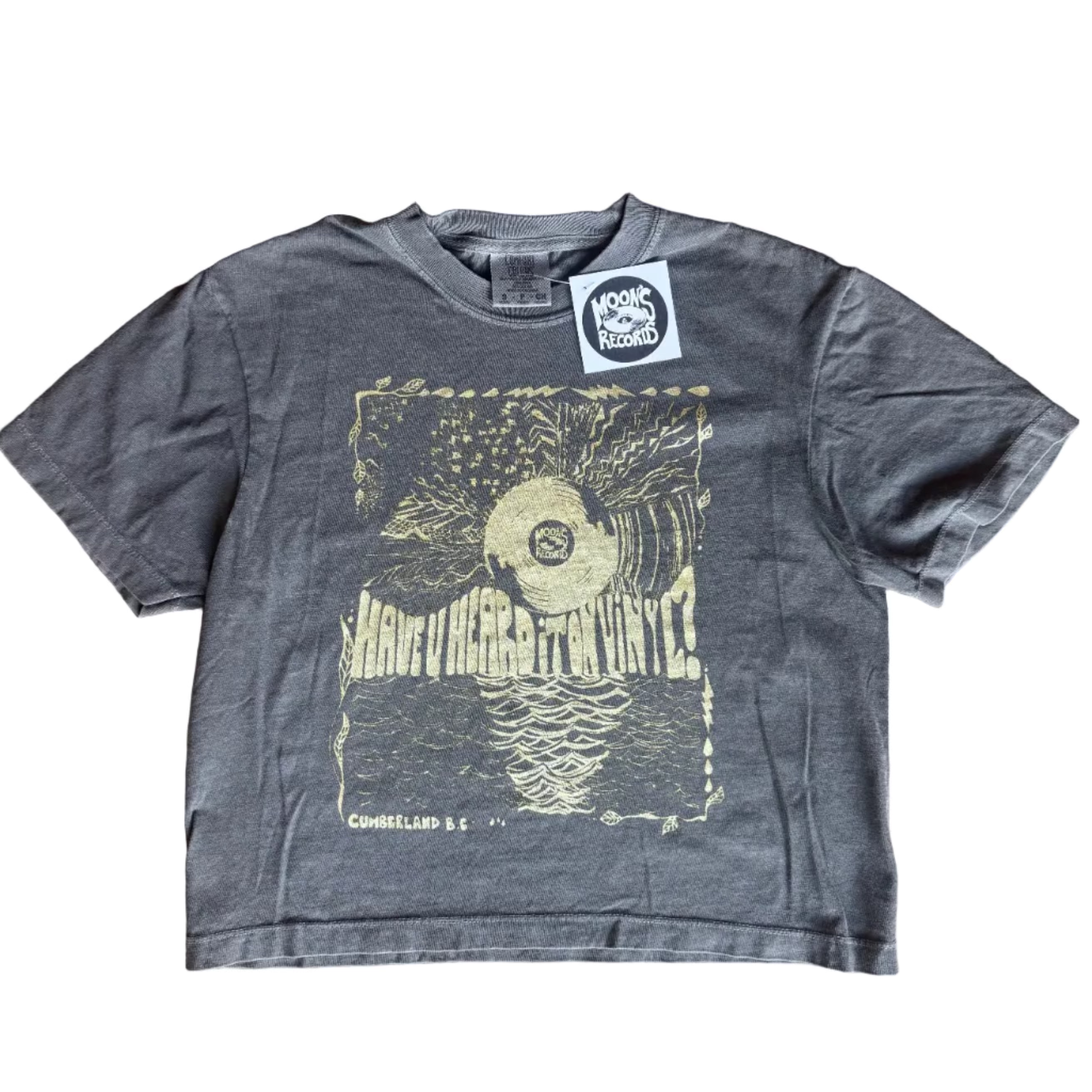 Have You Heard It On Vinyl Crop Tee - Charcoal