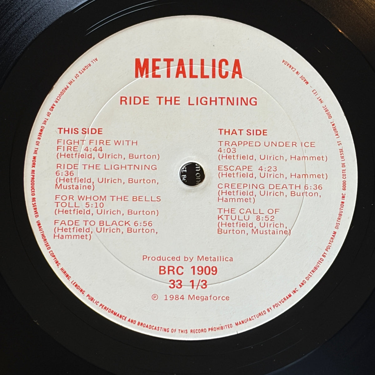 METALLICA - RIDE THE LIGHTNING