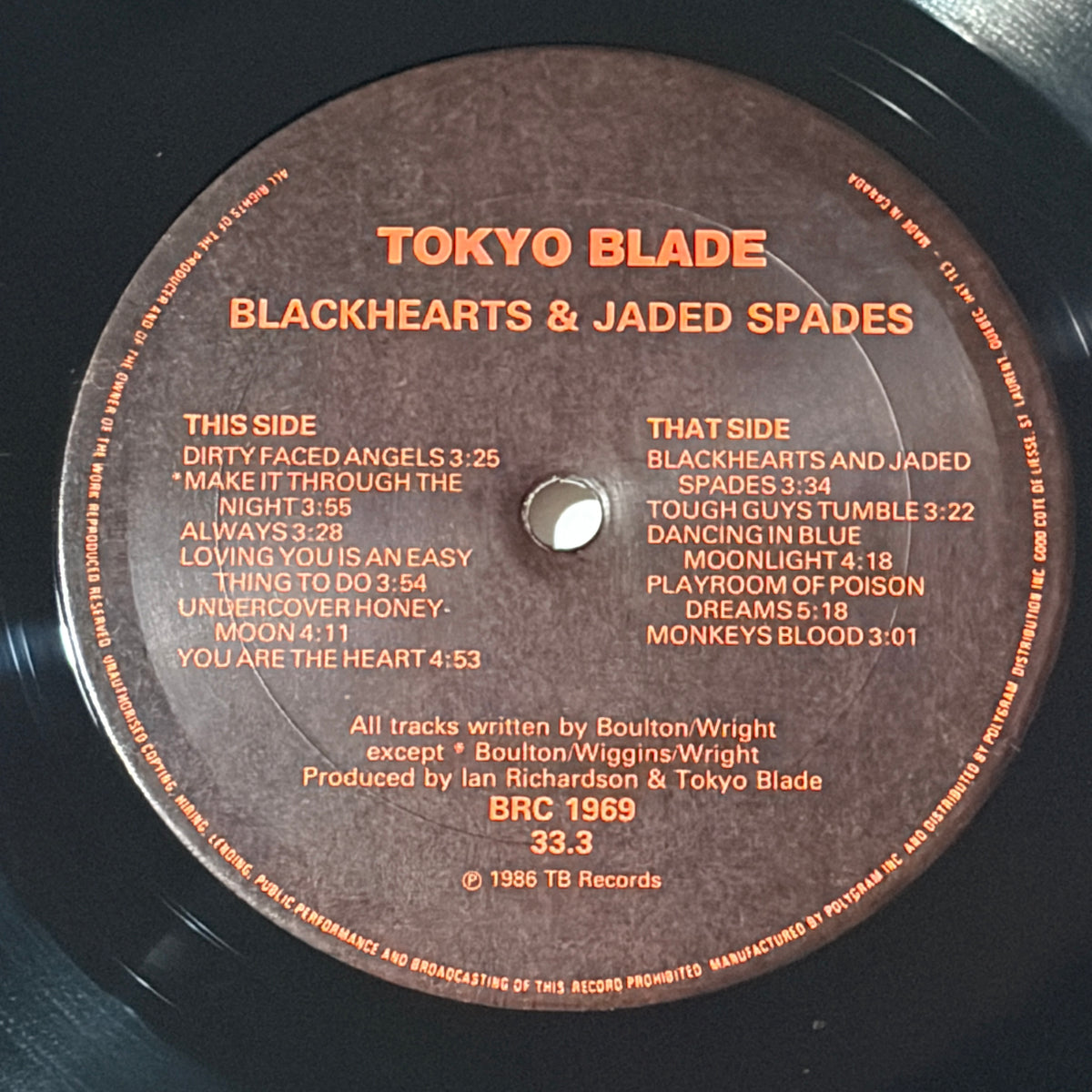 TOKYO BLADE - BLACKHEARTS & JADED SPADES