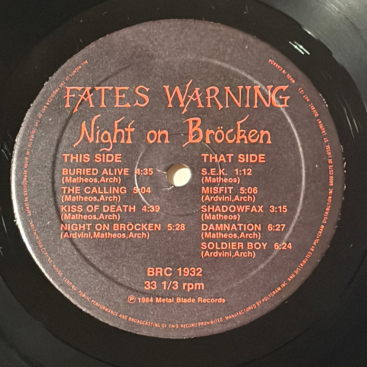 FATES WARNING - NIGHT ON BROCKEN