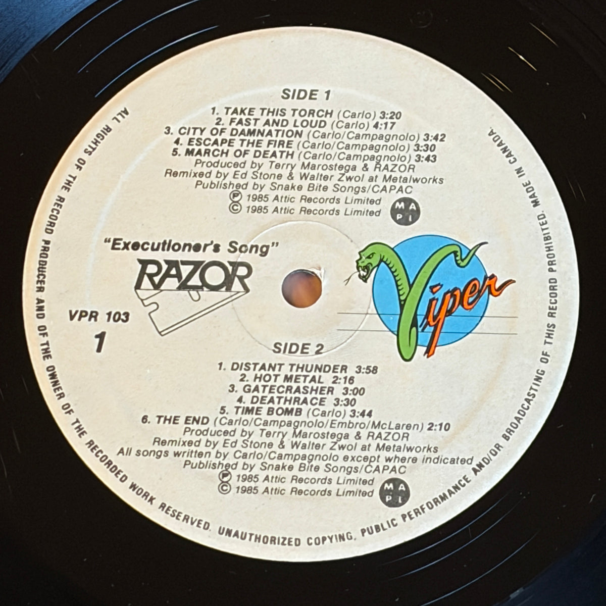 RAZOR - EXECUTIONER'S SONG