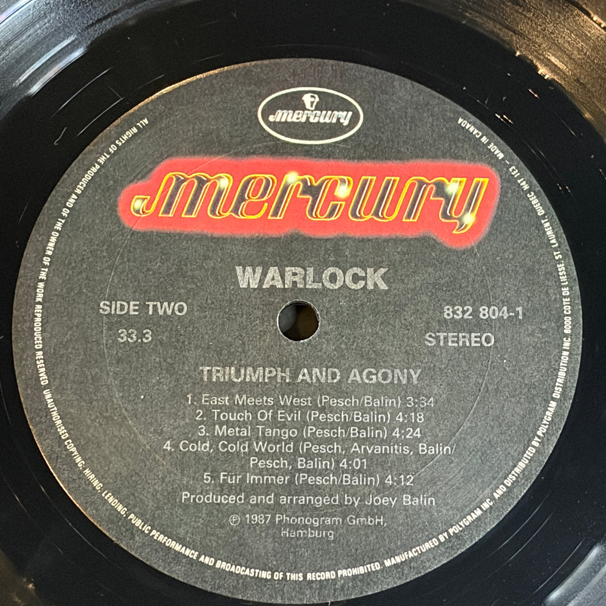 WARLOCK - TRIUMPH AND AGONY