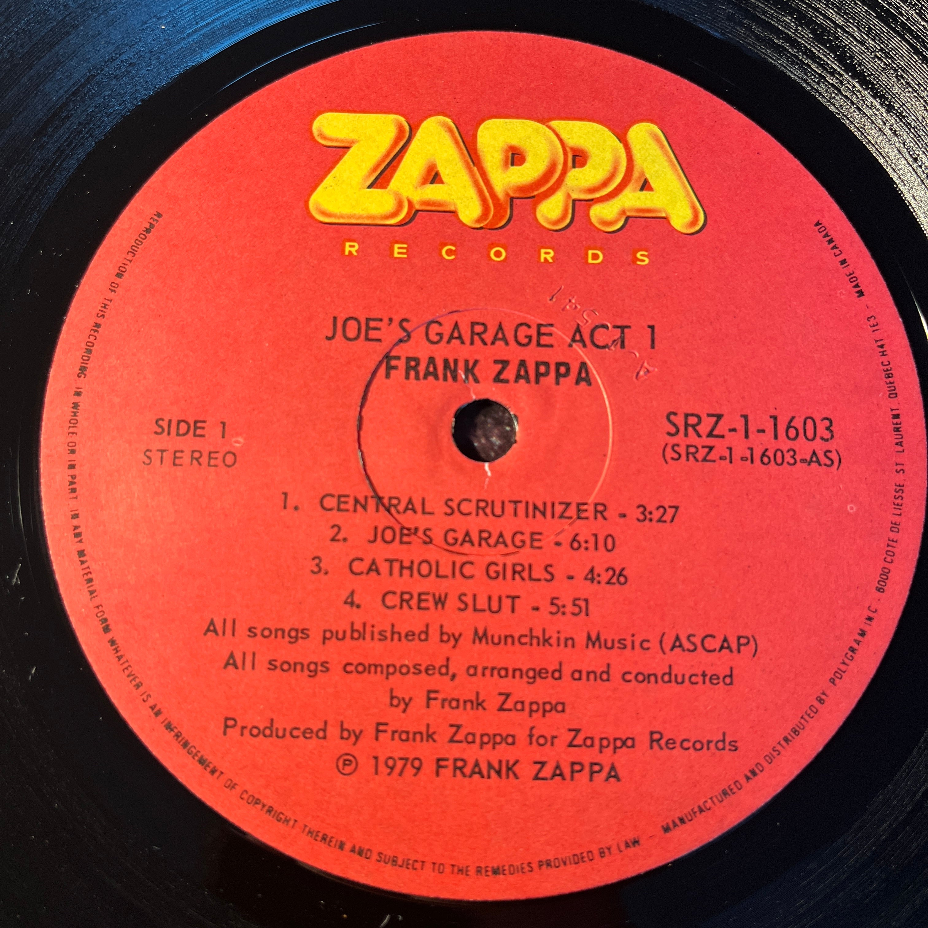 ZAPPA, FRANK - JOE'S GARAGE ACT I