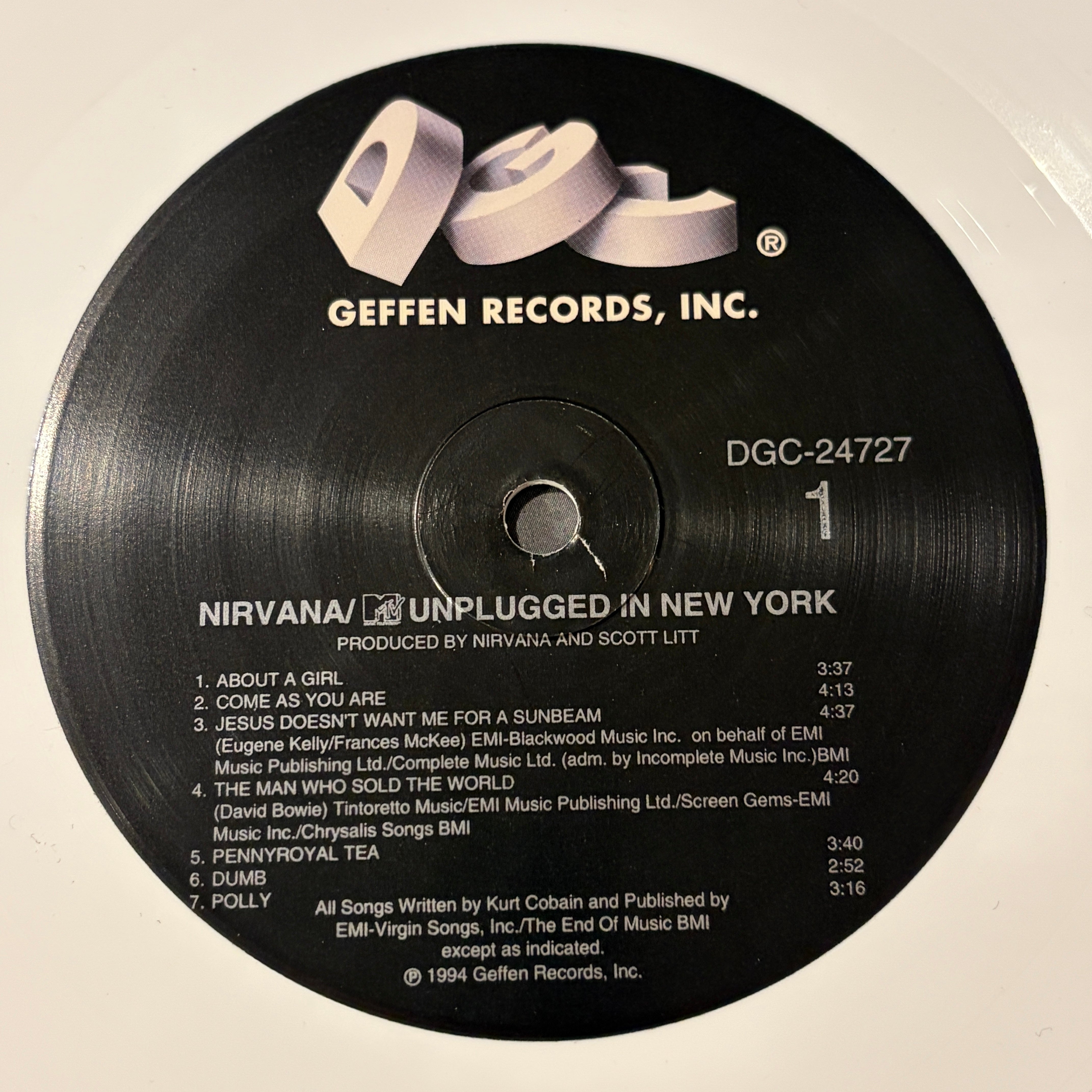 NIRVANA -UNPLUGGED IN NEW YORK - WHITE VINYL OG