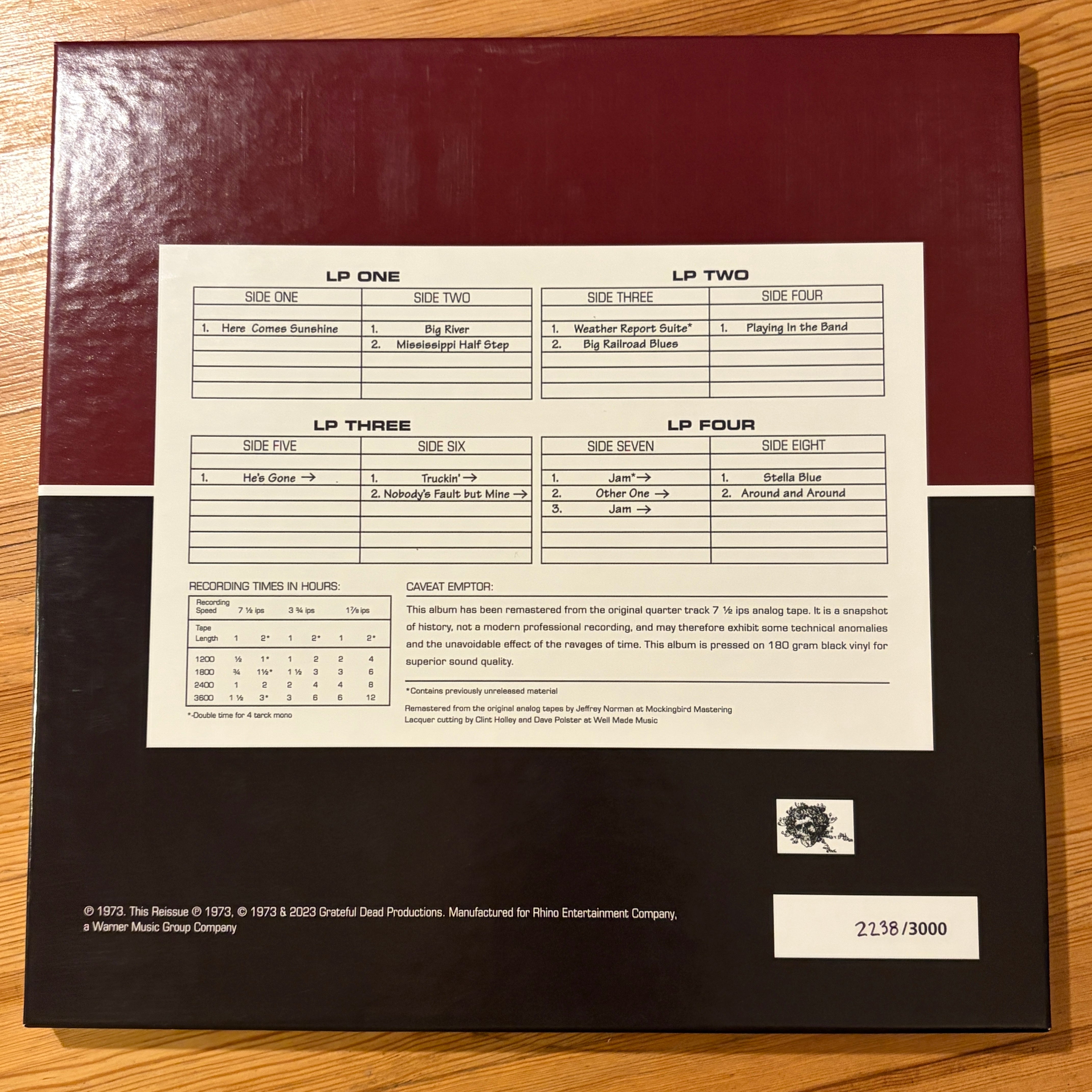 GRATEFUL DEAD, THE - DICK'S PICKS VOLUME ONE 12/19/1973 4LP