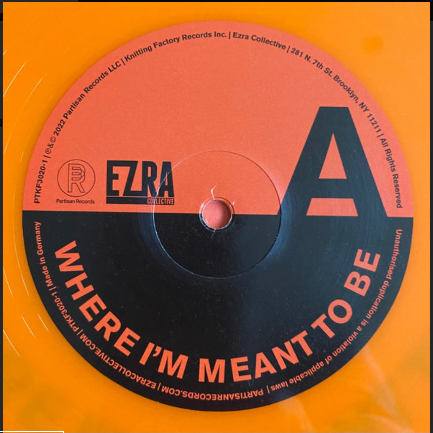 EZRA COLLECTIVE - WHERE I'M MEANT TO BE - ORANGE VINYL