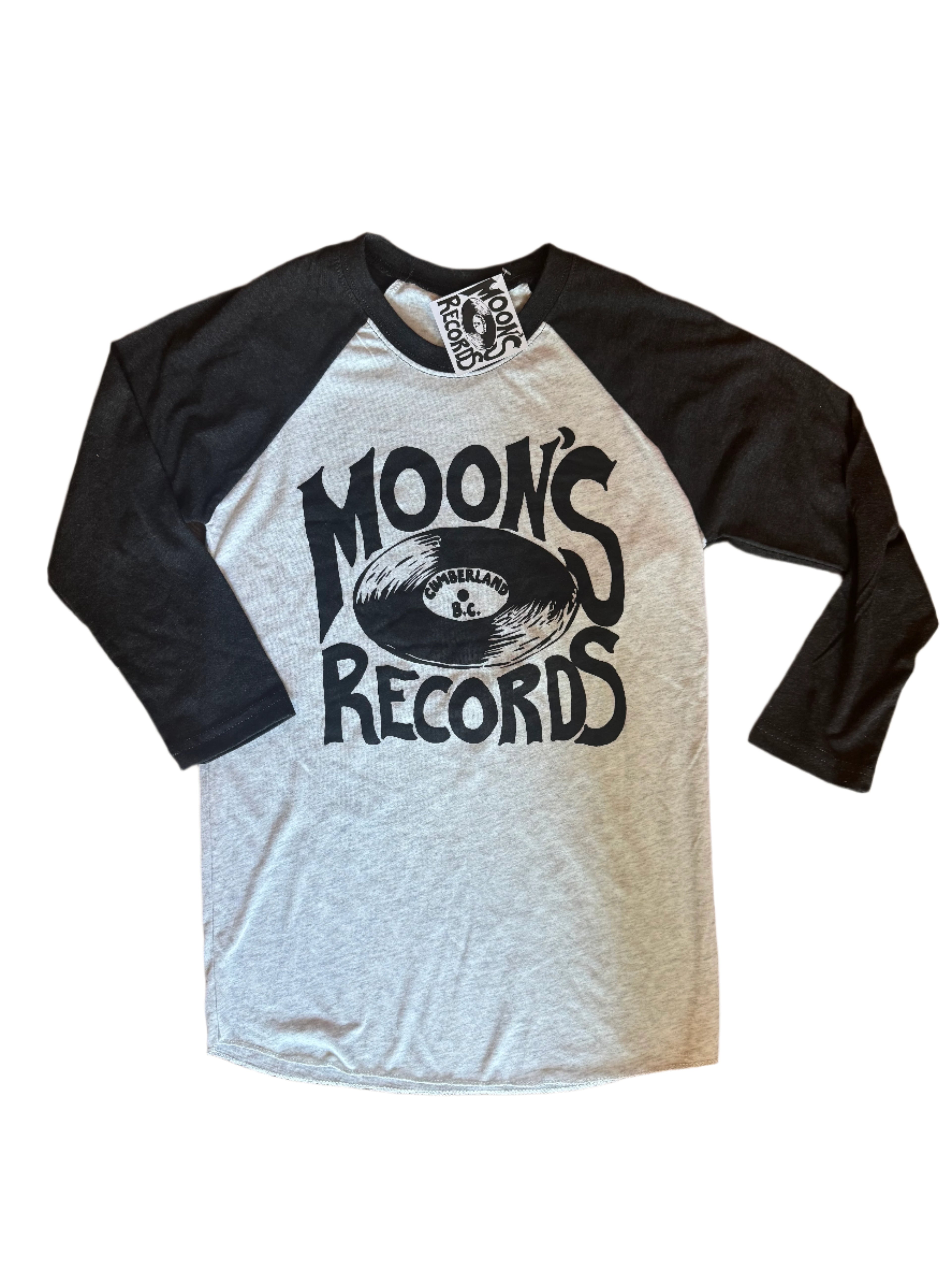Baseball shirt with 'Moons Records' logo 