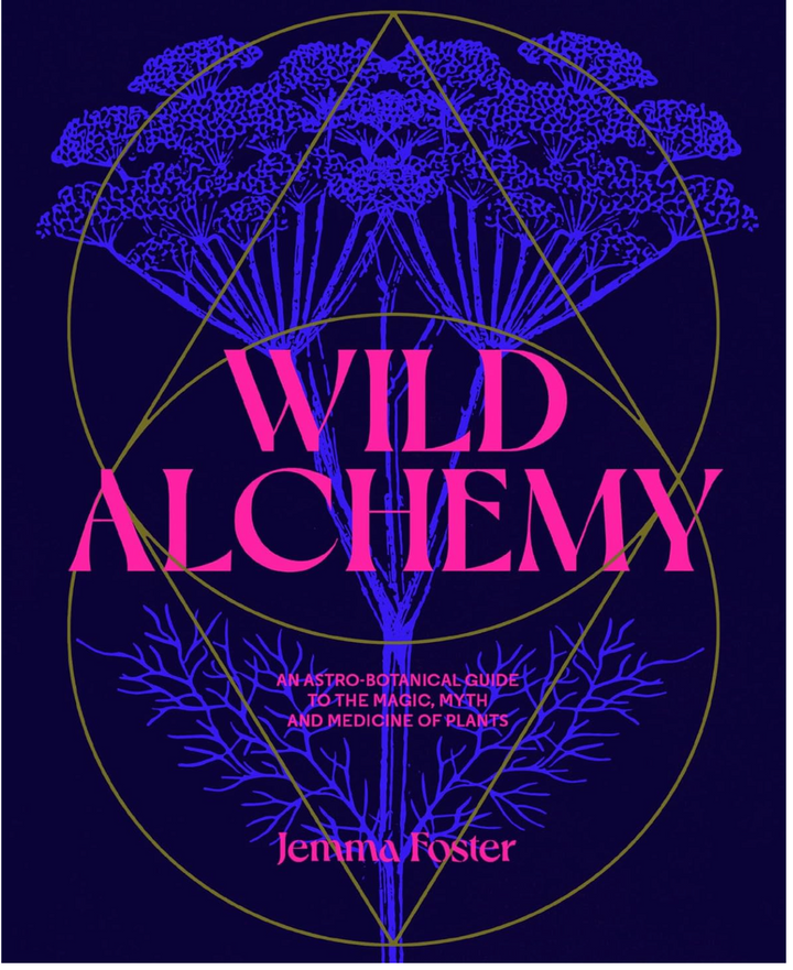 Book cover of 'Wild Alchemy' with purple text and plant-like design on a dark background