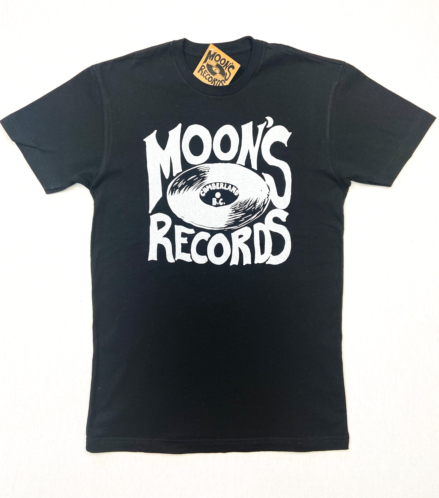 moon's records t-shirt retro record store clothing for music lovers. records store clothing rock t shirts